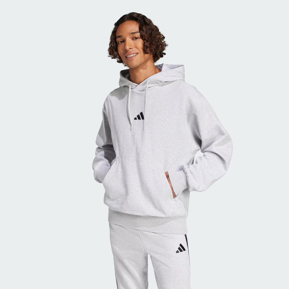 Adidas Men's X-Large Sweatshirt Grey/Black - Essentials FeelCozy Fleece Hoodie
